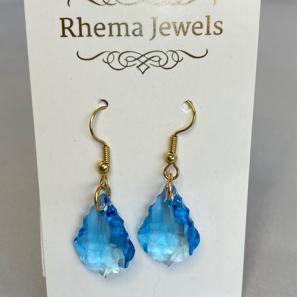 Rhema Jewels Swarovski Aquamarine Crystal Earring - Picture 2 of 13